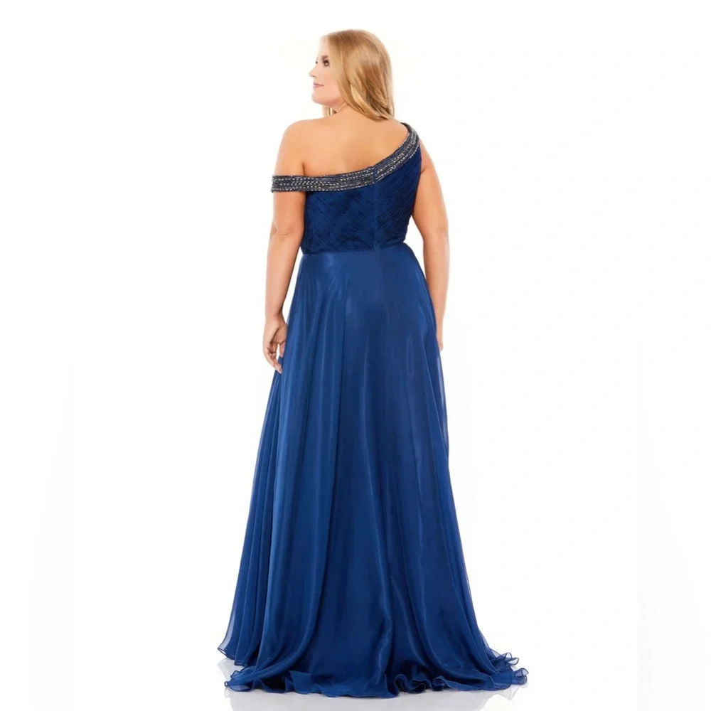 Mac Duggal Beaded Drop Shoulder Pleated Flowy Gown‎ in Size 14w Plus Sized NWT
